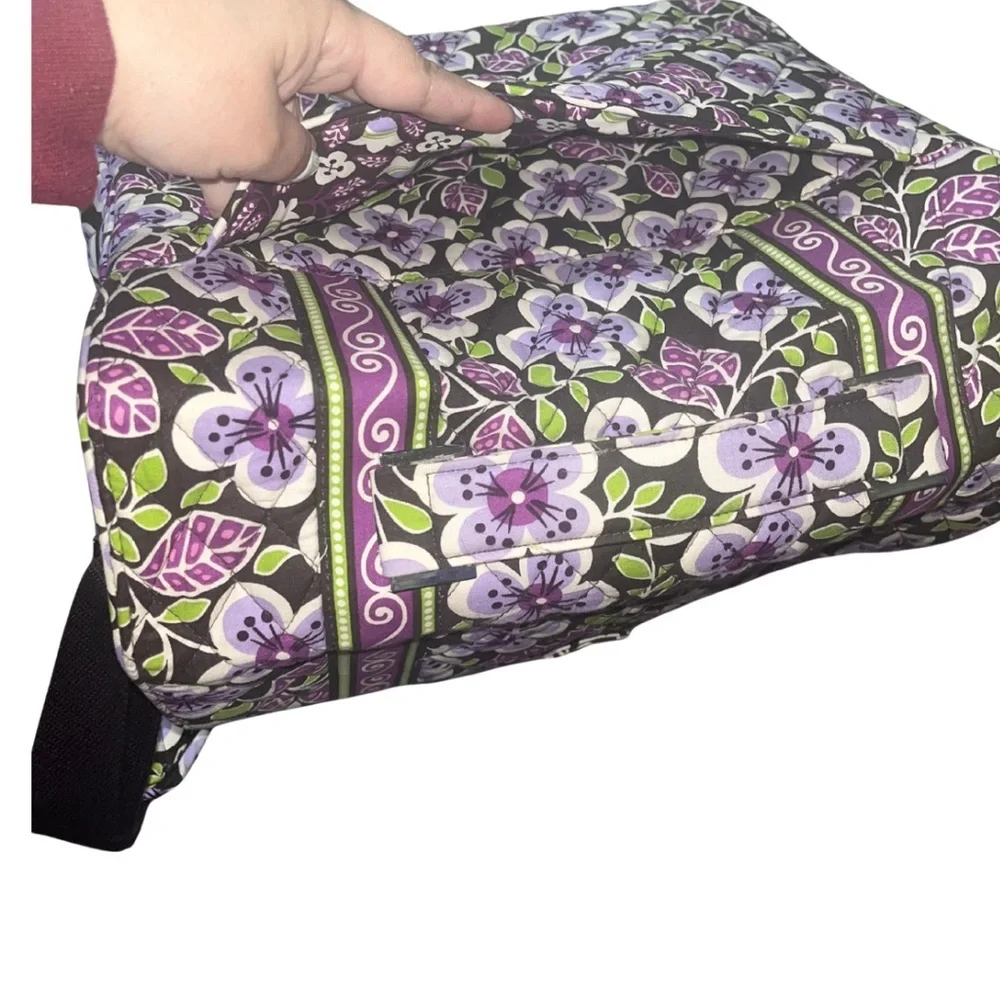 Vera Bradley Attache Laptop Messenger Bag Plum Petals Retired 14x12x4